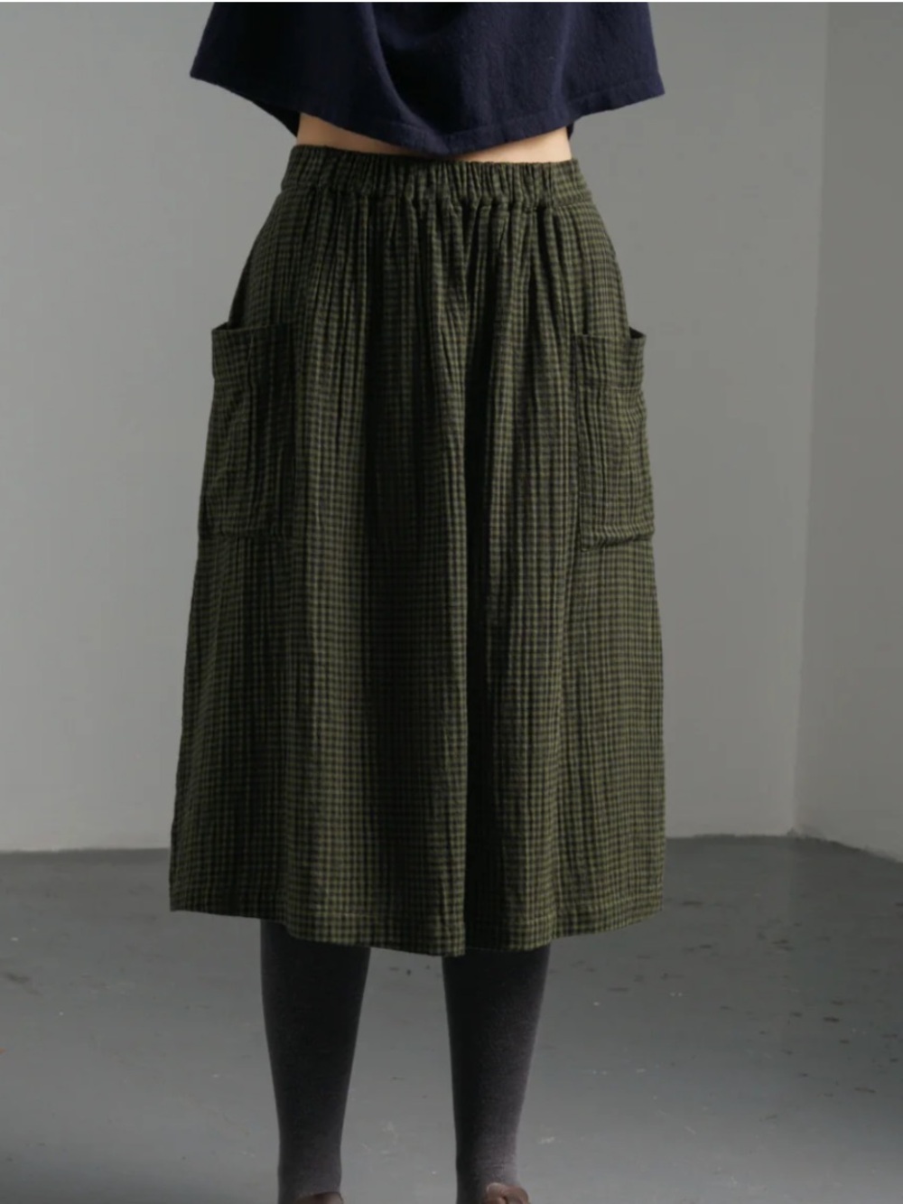 BIBICO Nora Olive Check Skirt
